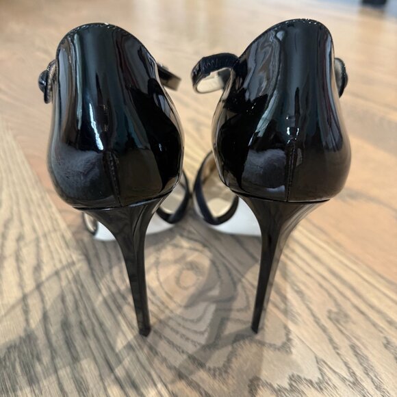 NWOB Giorgio Armani Suede Lasercut T-Strap Heels - Sz 9/40 - Picture 4 of 7